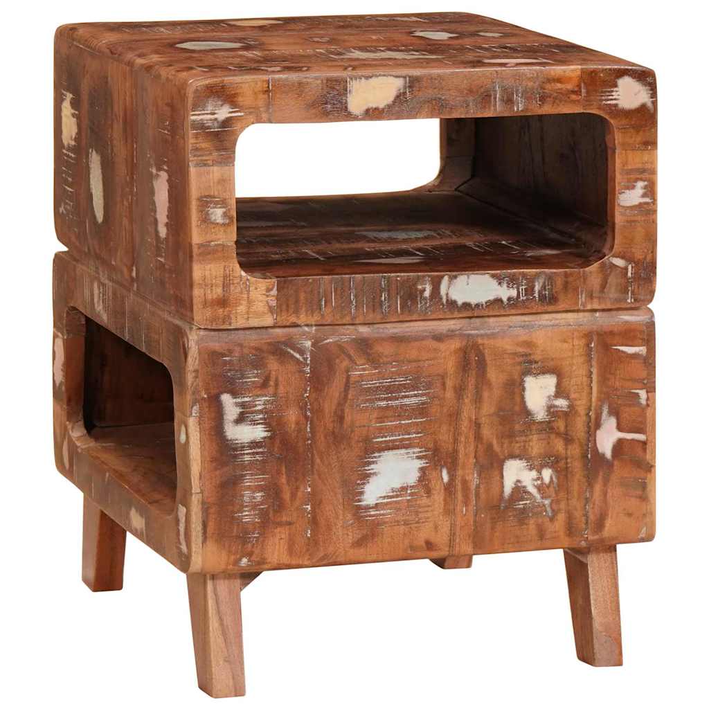 Side Table Brown 40 X 40 X 49 Cm Solid Upcycled Wood
