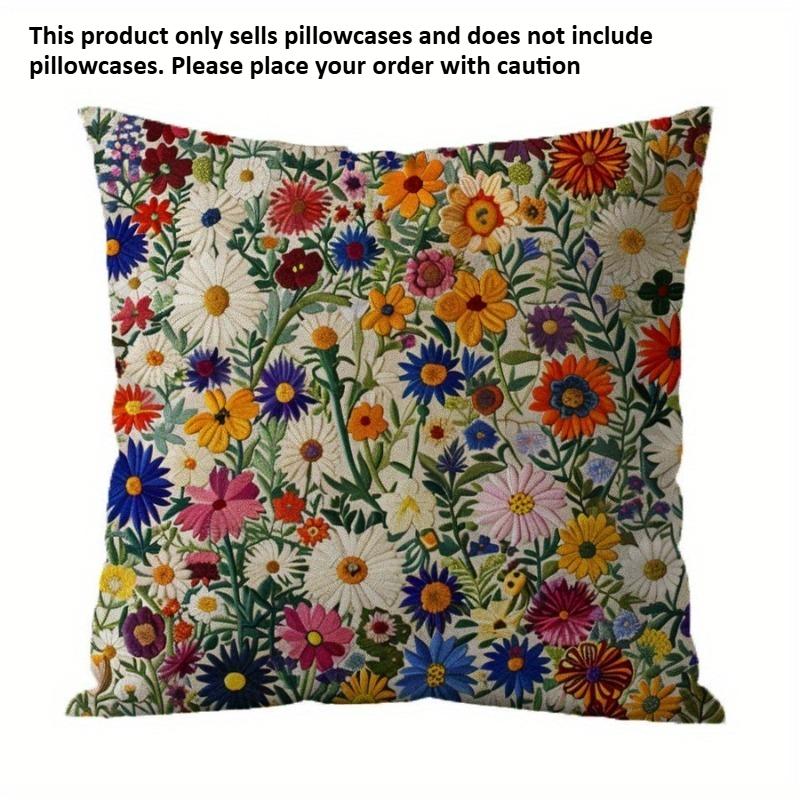 

1Pack Country Floral Pillow Covers, 17.7x17.7 Inch, Machine Washable, Zippered Linen Cushion Cases for Home Decor,Flower Pattern