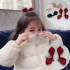 Korean Style 3D Bunny Ear Hair Clip for Baby Girls - Red Princess Bow Accessory