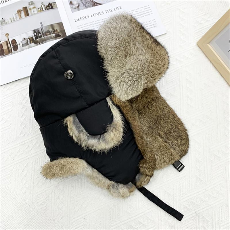 Angola Rabbit Fur Russian Ushanka Hats 