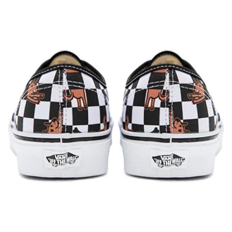 Vans Wallpaper Authentic Checkerboard Dog Print Low Top Canvas Shoes Unisex Sneakers Black White VN0A5KS9BP6