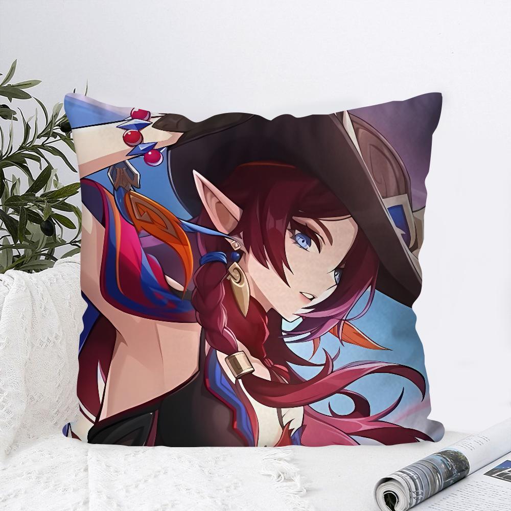 Game Genshin Impact Chasca Pillow Case Square Pillow Bedroom Sofa Leisure Comfort Cushion Car Living Room Home Decoration