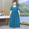 Plus Size Floral Cotton-Silk Dress for Women - Summer Fashion, Elegant Long Swing Dress