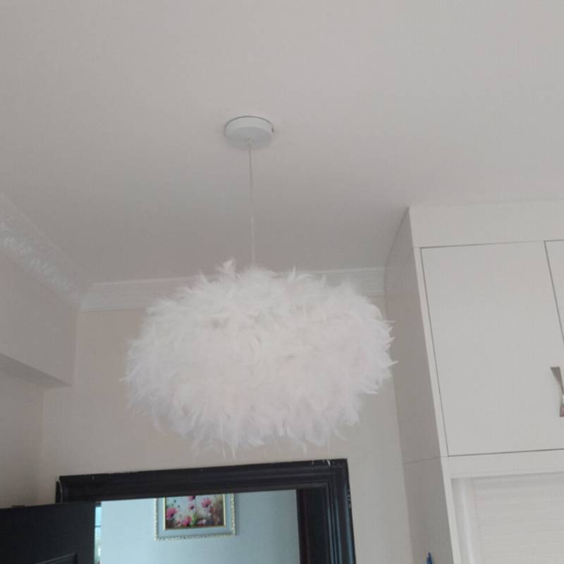 Feather White Pure Pendant Light Hanging Lamp Modern Chandelier Decor Bedroom
