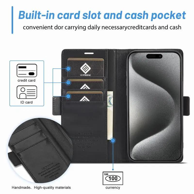 Magnetic Flip Leather Case For iPhone 16 15 14 13 12 Pro Max 11 X XS XR 7 8 Pro Plus Max Mini SE Book Card Slot Wallet Cover