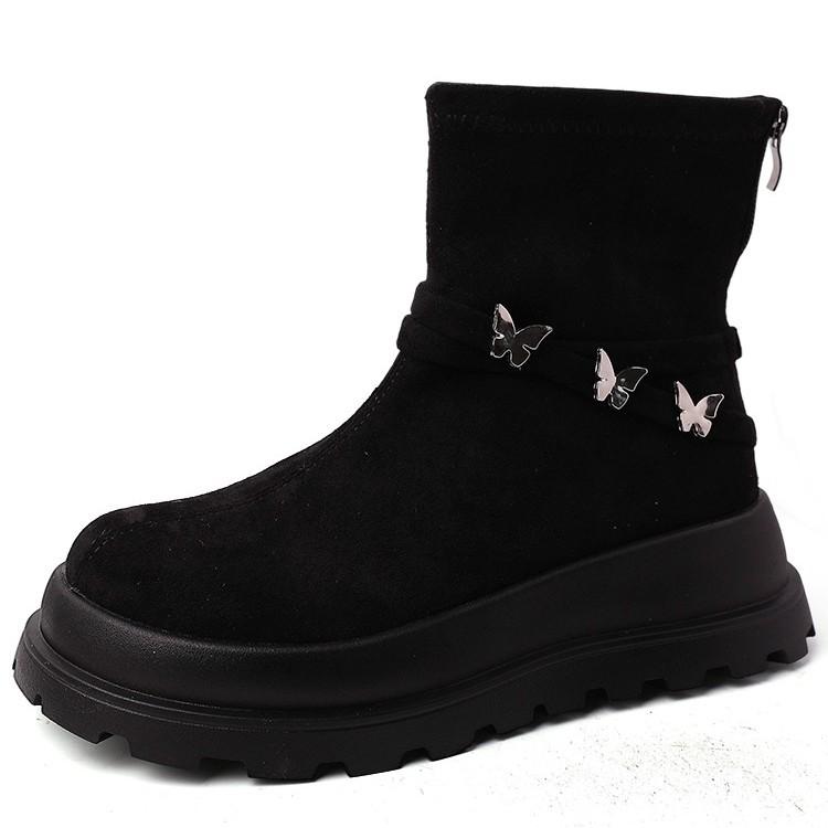 Retro style thick-soled heightening butterfly word with Martin boots women's 2025 new autumn and winter temperament fashion boots