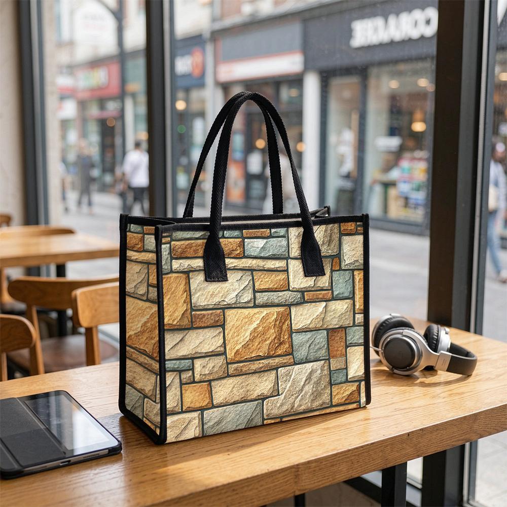 Stone Texture Pattern Tote Bag for Women Daily Use Fashionable Casual Large Capacity Handbag