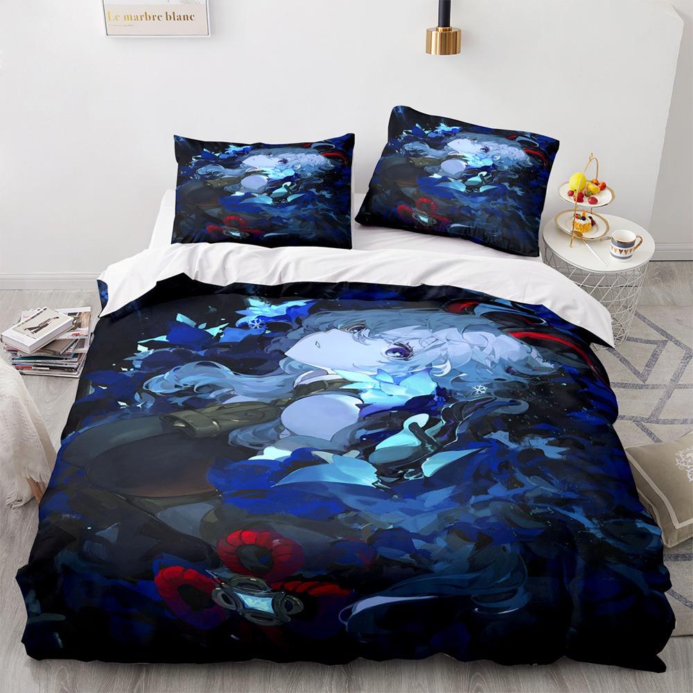 Genshin Impact Bedding Sets Quilt Bed Cover Comforter Duvet Cover Pillow Case 2-3 Pieces Sets Kids Adult Bedroom Decoration