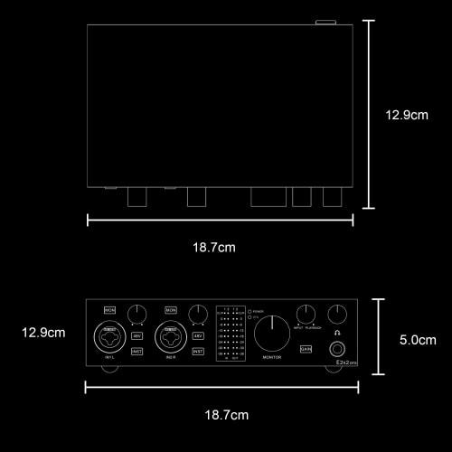 TOPPING E 2x2 OTG 2-in/2-out Audio Interface, Audio Mixer for Streaming, DTM, Mixing, Music Production, Singing, and More, AUX OTG, USB Type-C to Opti