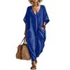 Women's Linen V Neck Jumpsuit with Pockets Wide Leg Romper
