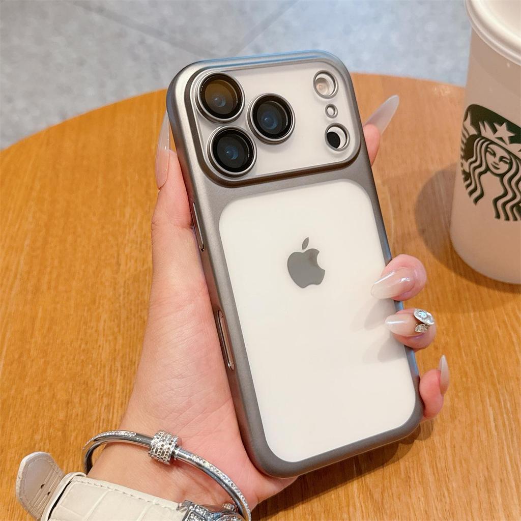 Apple iPhone 17 Pro Max Elektroplaterowane Matowe Etui Ochronne PC o Strukturze Skóry
