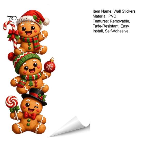 Seizoensgebonden Muurschilderingen 3D Kerststickers, Zelf?Zelfklevende PVC Decals, Rendier Kerstman Feestelijke Huisdecoratie Peperkoek Sneeuwpop Kerst Decor
