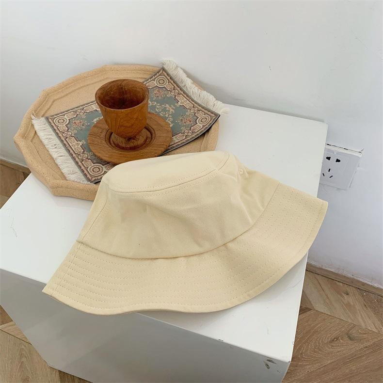 Solid Color Men Women Couple Bucket Hat Korean Version Ins Versatile Basin Hat Summer Big Brim Cotton Bucket Hat