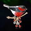 Enamel Russian Red Bird Brooches for Women Unisex Rhinestone Birds Pins Event Funny Luxury Gifts New Year Friends Decoration