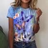 Letní dámské tričko s kulatým výstřihem a 3D potiskem motýlů, módní, ležérní, s krátkým rukávem