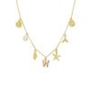 Ocean Theme Gold Charm Necklace with Initial Shells Letter Pendant Suitable for Surfer Girls and Beach Enthusiasts