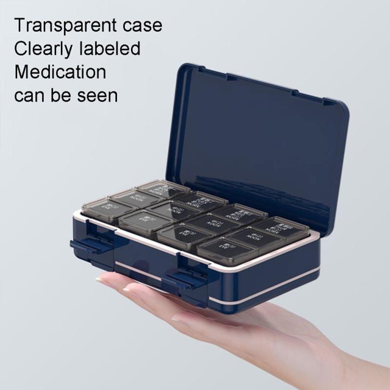24 Grids Dual Layer Weekly Pill Box 7 Day 3 Times Portable Pill Box Organizer Dispenser (No FDA Certified, BPA-Free)