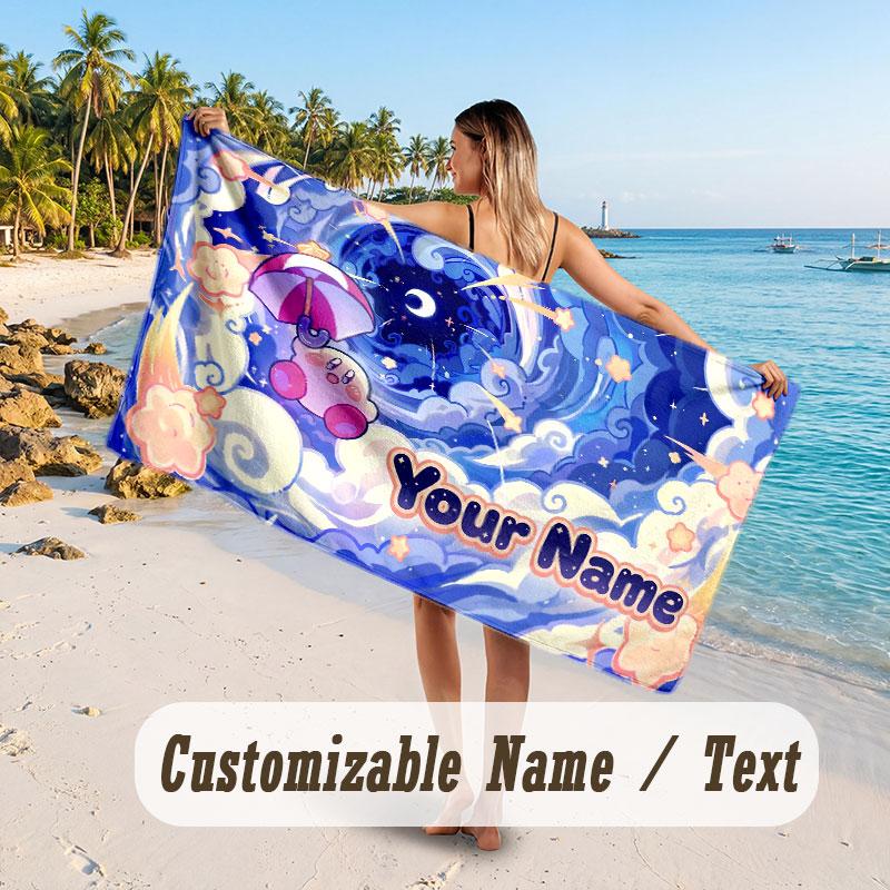 Personalized Beach Towel,Kirby Custom Printed Name Text, Super Absorbent Towel For Beach Vacation