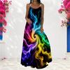 Women Plus Size Scoop Neck Strappy Sleeveless Colorful Printed A Line Maxi Dress