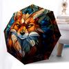 1pc Stained Glass Fox Design Automatic Opening Folding Umbrella with 8-Bone Iron Frame - Portable Outdoor for Fans, Travelers, Everyday Use, Festive G
