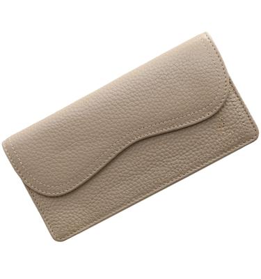 Mieno Long Wallet with Genuine Cute and Stylish Women's Flap, Leather, (Taupe)