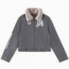 Unisex Retro Denim Jacket With Fleece Collar Print Patchwork Loose Fit Fall Outerwear Teens Adults