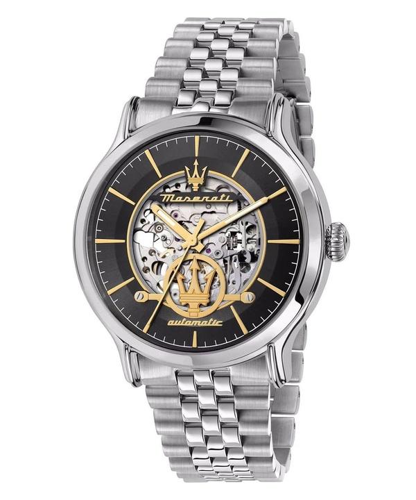 

Maserati Epoca Stainless Steel Skeleton Grey Sunray Dial Automatic R8823118015 100M Men s Watch