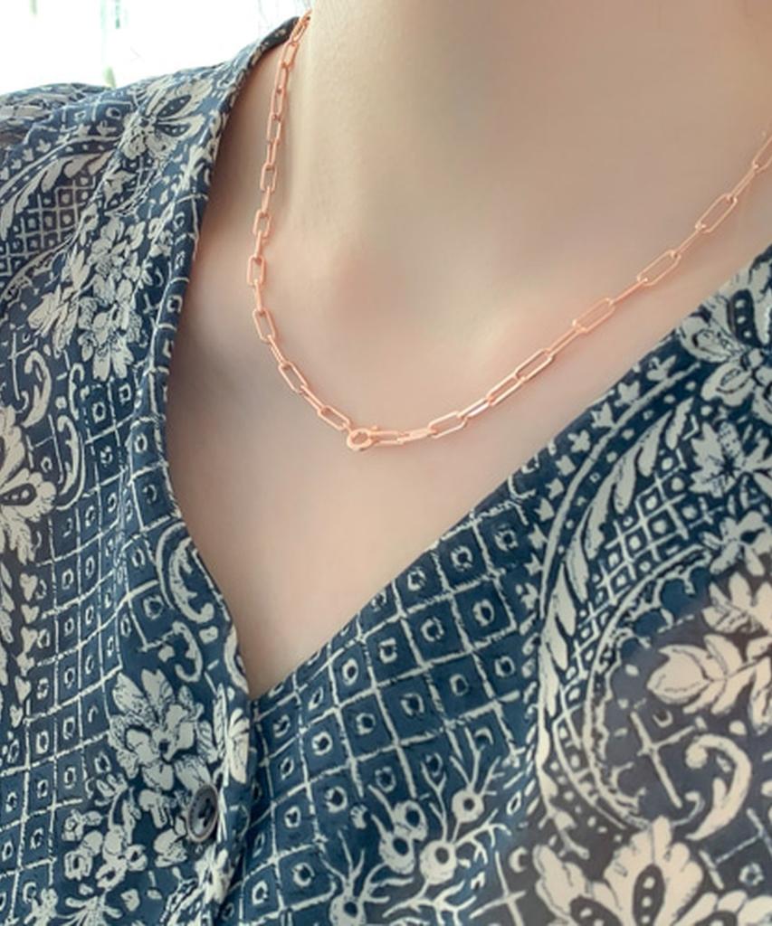 Alleun Silver 925 Clip Pearl Square Chain Necklace