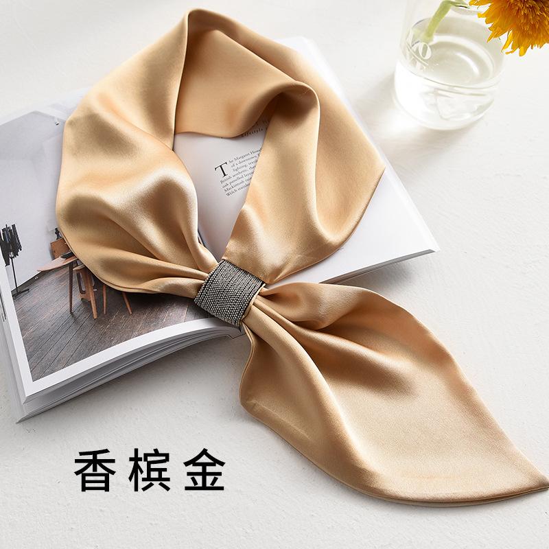 Korean Version of Workplace Women Elegant Luxury Lazy Long Small Silk Scarf Flash Diamond Versatile Hot Decorative Small Scarf Neck Protection