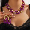 Splicing Necklace Colotful Jewelry Set Geometric Earrings and Necklace Set Resin and Alloy Texture Suitable for Women