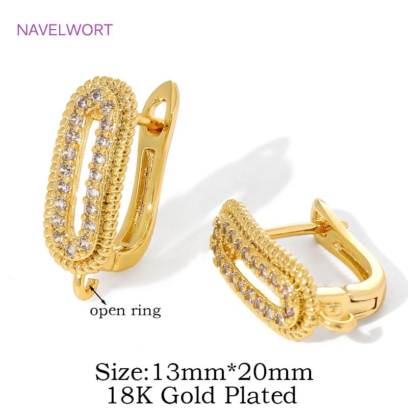 18K Gold Plated Inlaid Zircon Earwires Earring Hooks,Flower Earring Fixtures,Fasteners For Earrings,Earring Making Accessories