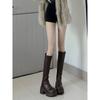 Elastic Skinny Boots Knee Long Boots Women's Autumn and Winter Small Straight Tall Knight Boots Children's Thick Heels