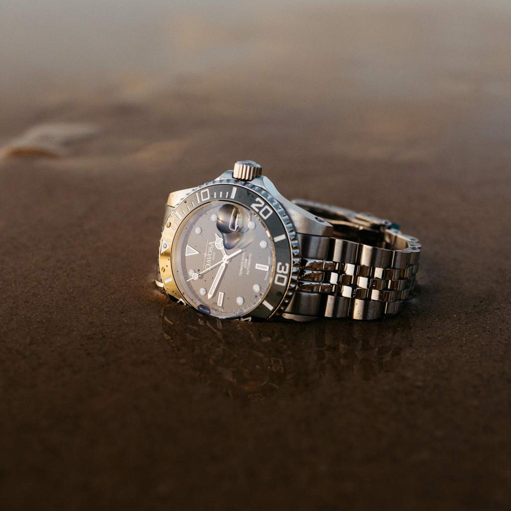 Mechanisch Automatik Datum 200M Wasserdicht Ternos Keramik Swiss Made Silber [Davosa] 161.555.07 Herren