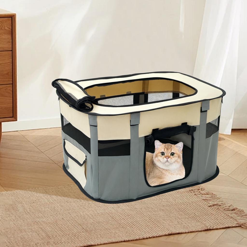 Katzenzubehör Faltbares Katzen-Hunde-Nest Laufstall mit Dach cket Rechteckiges Haustierzelt Laufstall Wasserdichte Käfig Tragbarer Haustierzaun