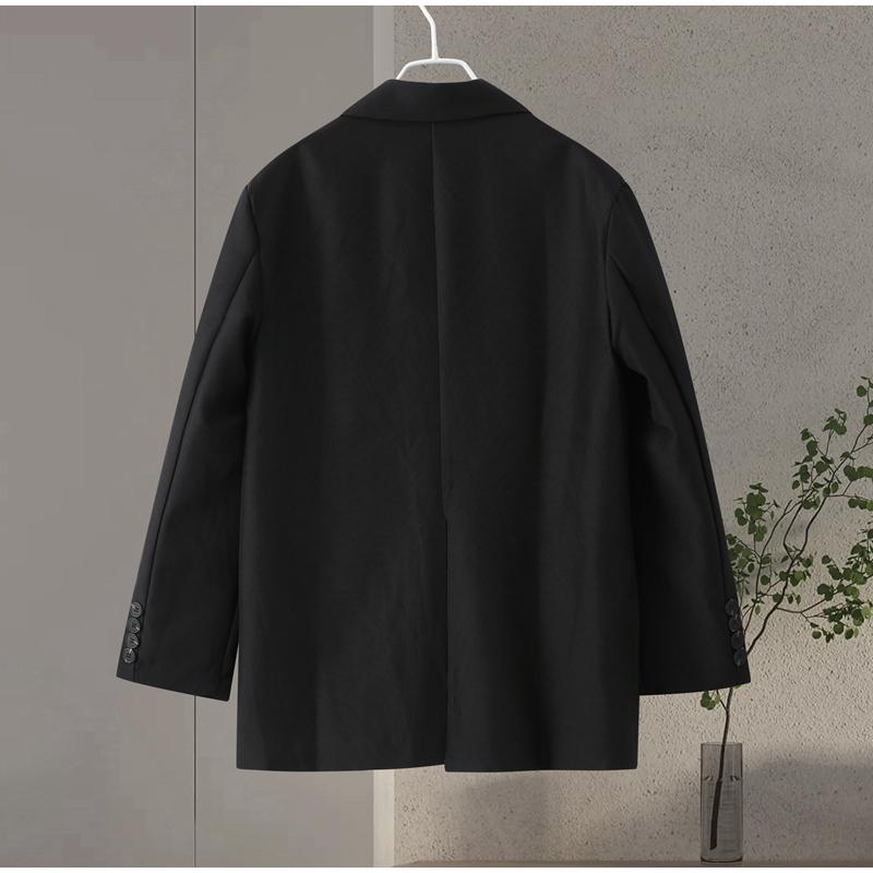 Women Blazer Lapel Solid Color Loose Long Sleeve Suit Jacket Fashion Office Lady Legant Wide Shoulder Commuting Jacket Summer Autumn