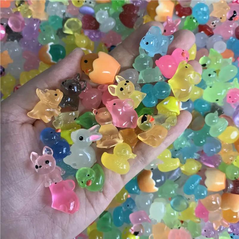 Luminous Mini Resin Animal Mushroom Figurine Glow In The Dark Miniature Figures Ornament Fairy Garden Accessories