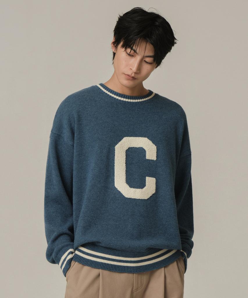 COVERNAT Big C Logo Crewneck Knit Turquoise