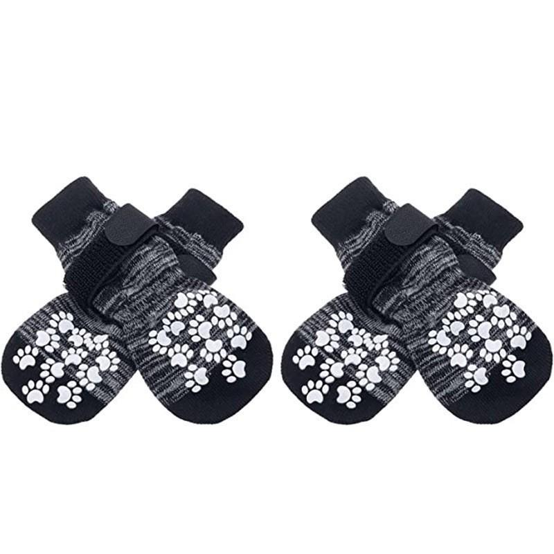 4Pcs Cotton Non-Slip Dog Socks Prevent Licking & Scratching Paws Strong Traction for Hardwood Floors Senior Dogs All Seasons