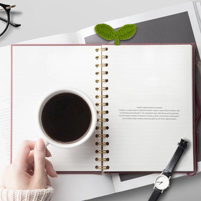 Háčkovaná Pletená Listová Klíček Záložka Roztomilá Ručně Vyráběná Zelená DIY Řemeslná Dekorace Doplňky Dárek k Svátkům Nový Rok přátelská Kompaktní