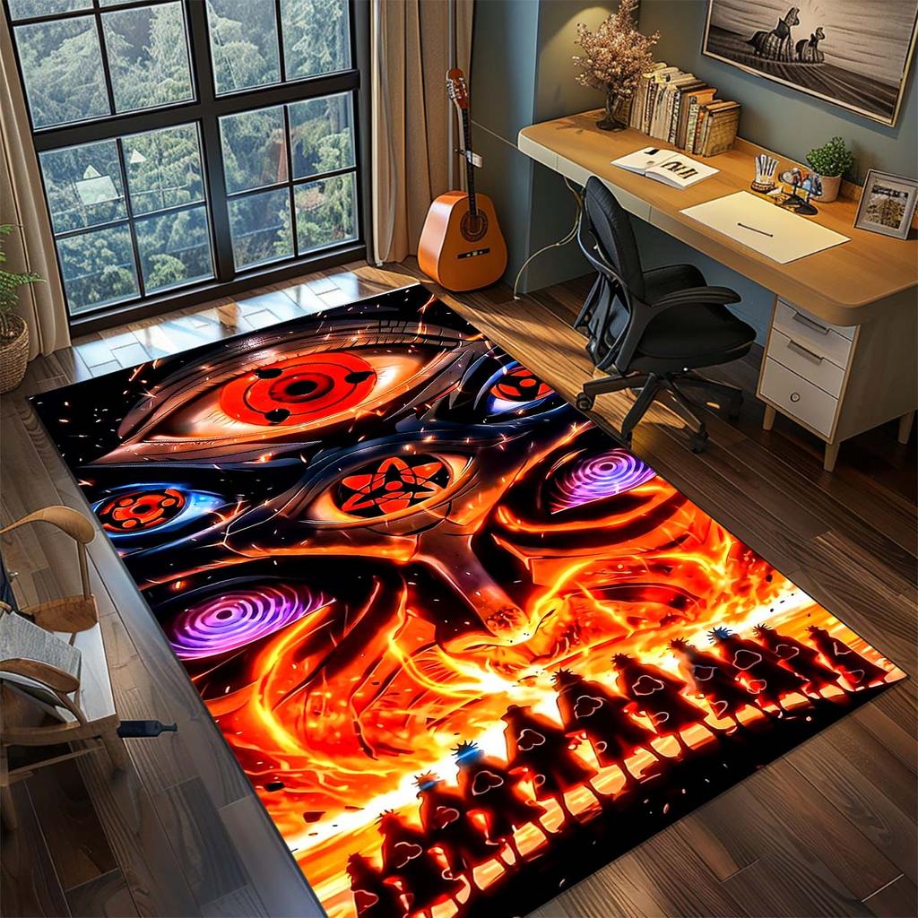 Naruto Anime Rug Carpet Large Area Rug Non Slip Washable Floor Mat Gamer Room Bedroom Home Decor -QJY