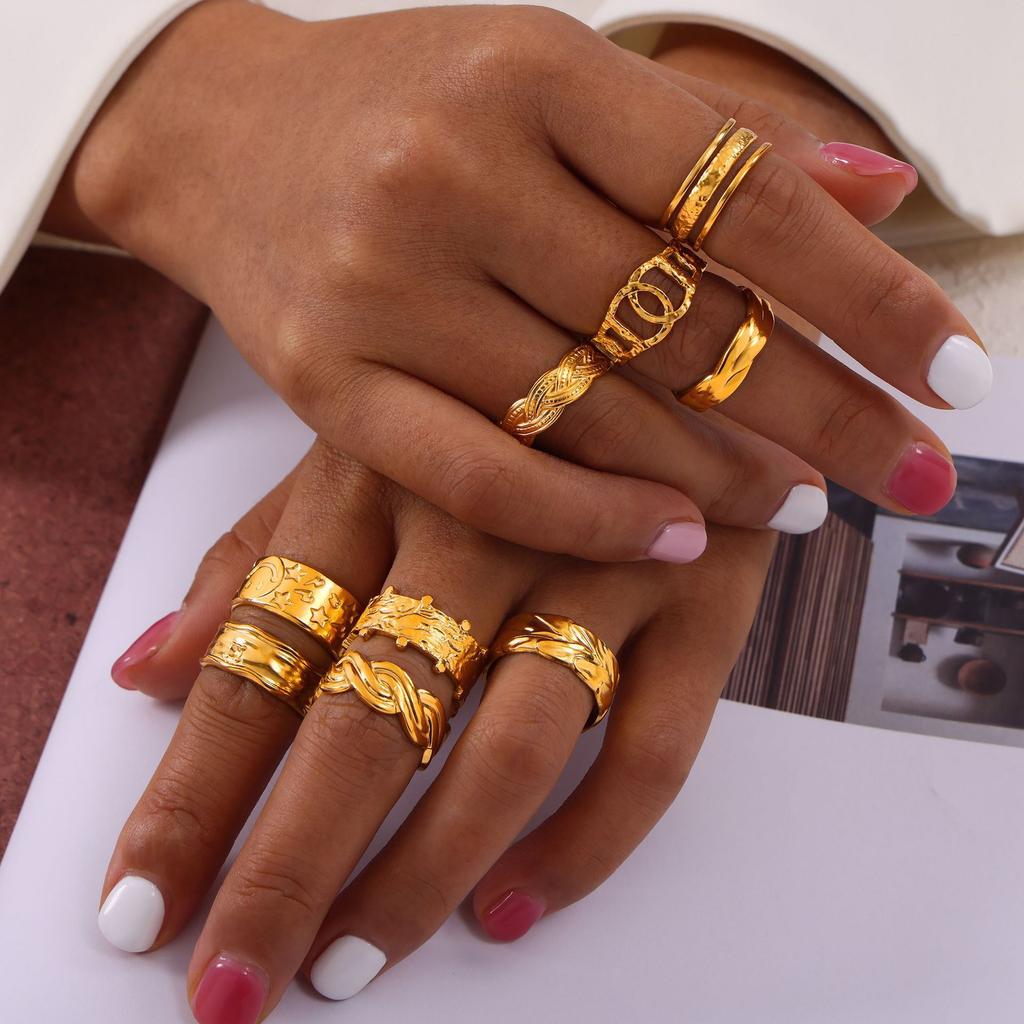 Ring Irregular Texture Texture Geometric Ring Concave and Convex Creative Design Temperament Simple Ring Jewelry