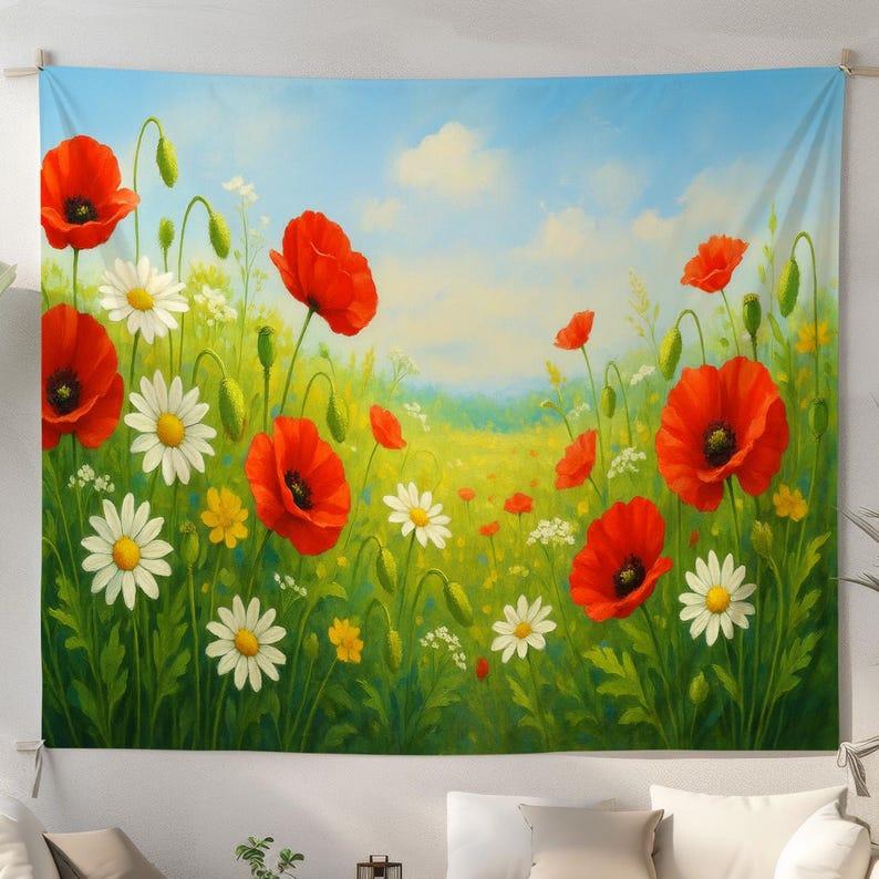 Poppy and Daisy Meadow tapestry 75x100 чёрный