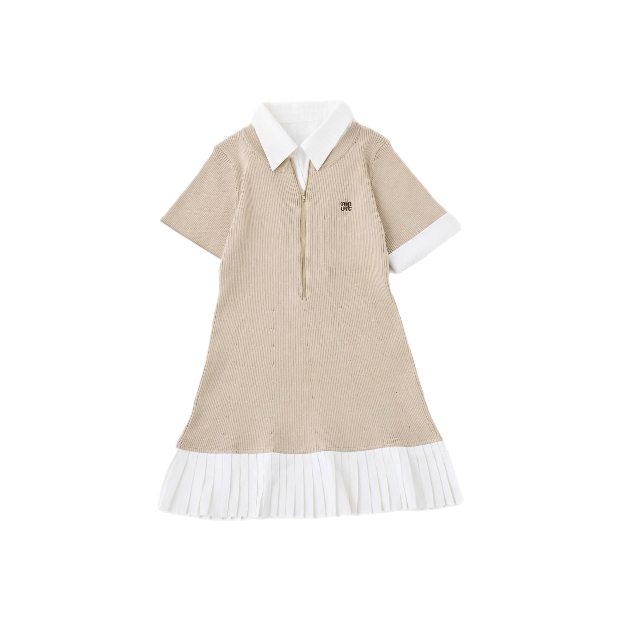 

Платье-докер с плиссировкой After Another Nice с коротким рукавом на молнии для женщин 0151090370 МАЛЕНЬКИЙ Бежевый [NICE CLAUP] [One Clap] бежевый