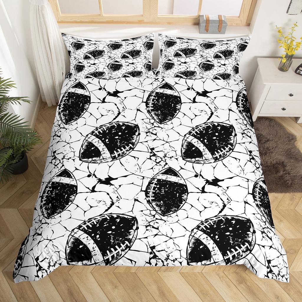 Homewish Boys Football Print Duvet Cover SetSport Soccer Player Bedding SetCartoon Watercolor Splash Bed Set