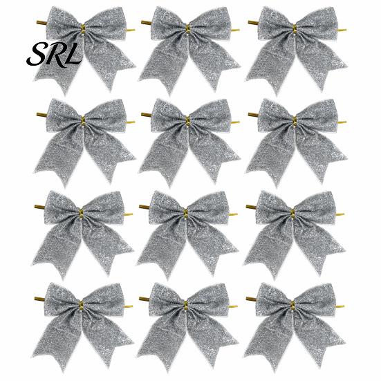 Festival Atmosphere Hanging Decor Glitter Christmas Bow, Gold Sparkling Ribbon Ornament for Bows Window Display Tree Wreath Gift Box, Festive Wedding
