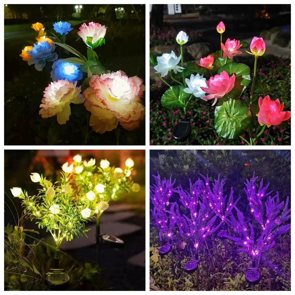 Solar Lotus Sunflower Garden Light for Outdoor Decoration