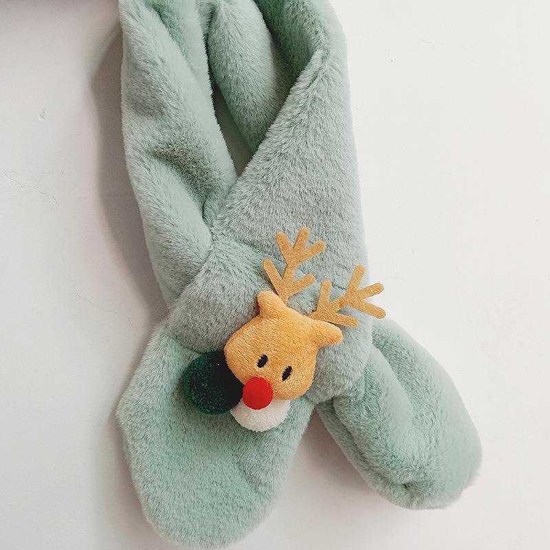 Koreanischer Weihnachts-Rentier-Schal für Kinder - Winterlicher Plüsch-Bommel-Schlauchschal für Jungen & Mädchen.