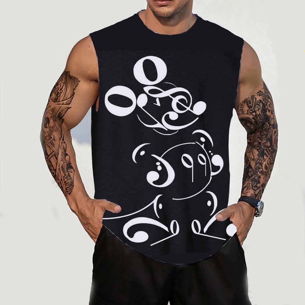 

Disney Mickey Mouse Men s Tank Top O-Neck Tank Top Casual Summer Sleeveless Large T-shirt Top Street Clothing 6XL