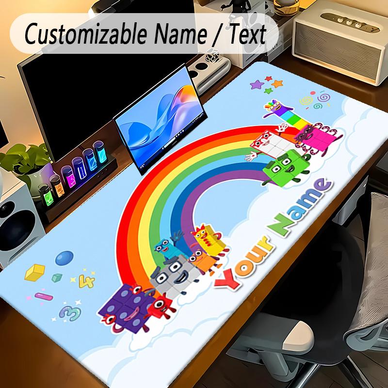 Large Mouse PadNumberblocks Custom Name Text Personalized Desk Mat Non Slip Gaming Pad