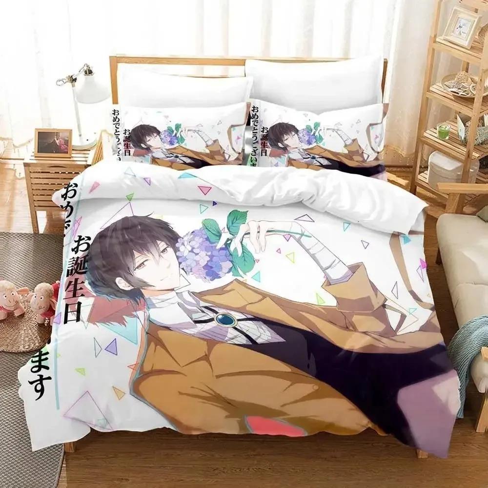 Fashion Bungou Stray Dogs S4 Bedding Set Cartoon Anime Three-piece Set Adult Kid Bedroom Duvet Cover Sets 3D Print Kawaii Anime